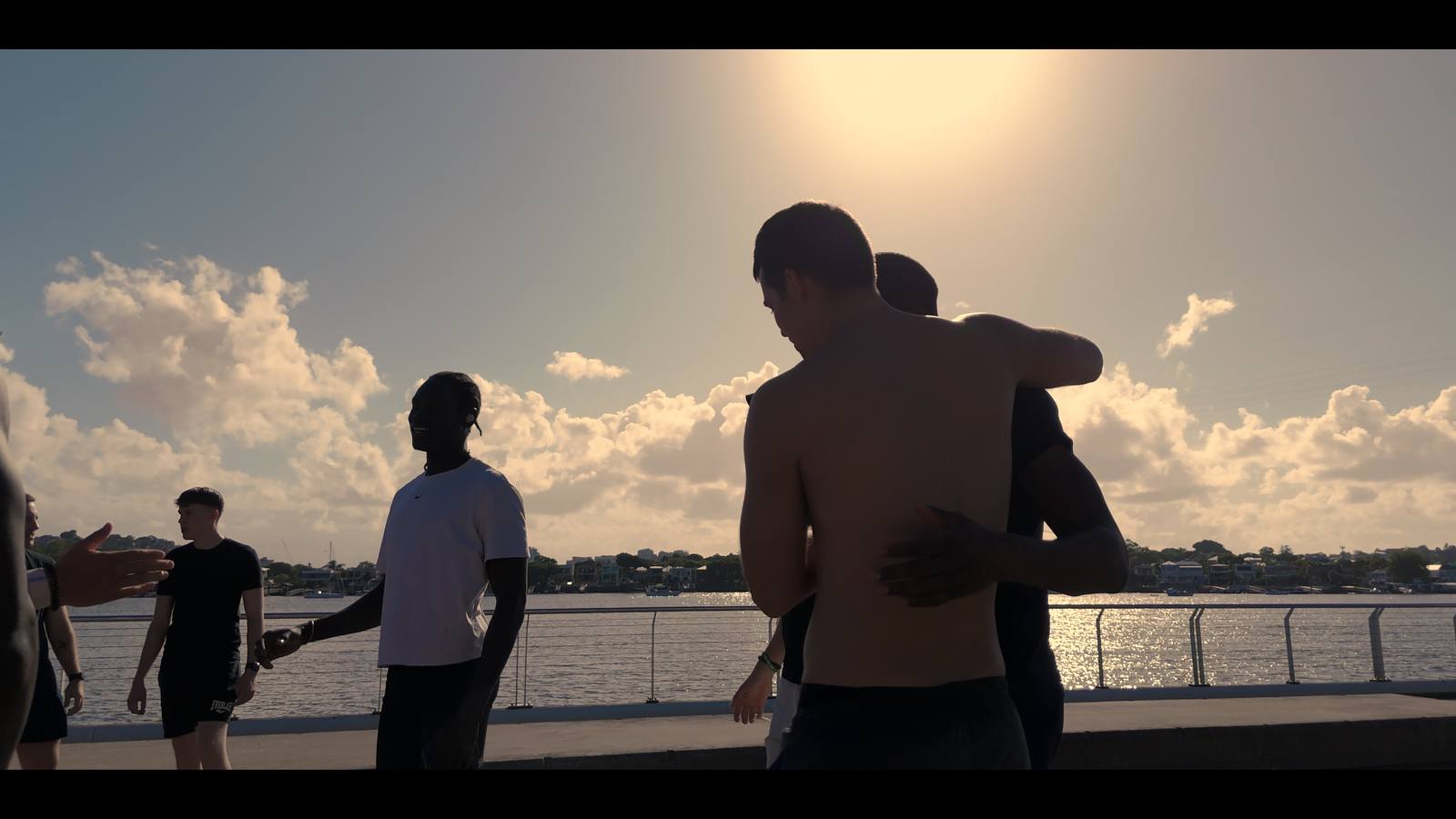 Men connecting after a session